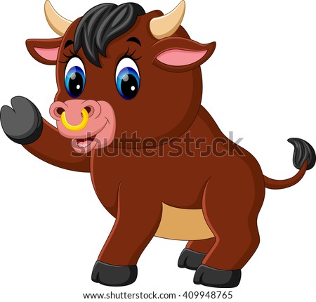 Illustration Cute Baby Bull Cartoon Stock Vector 409948765 - Shutterstock