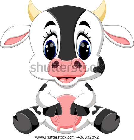 Cute Baby Cow Cartoon Stock Vector 436111756 - Shutterstock