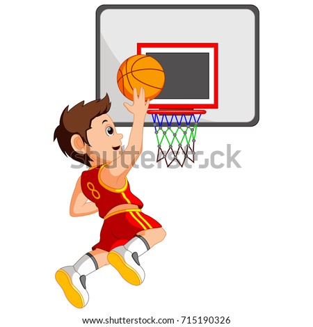 Cartoon Jumping Basketball Player Shoot Goal Stock Illustration ...