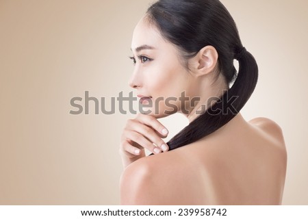 Asian beauty face, concept of glamour, makeup, healthcare etc.