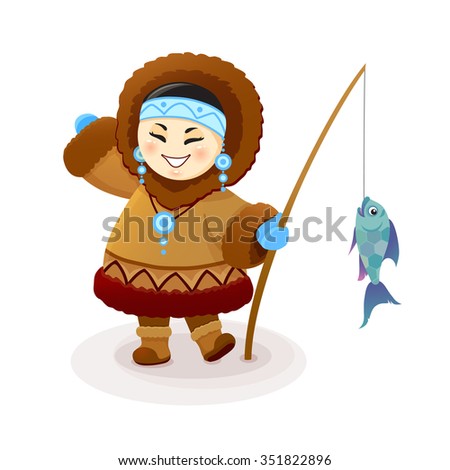 Set Cartoon Vector Illustrations Eskimos Polar Stock Vector 351655625 ...