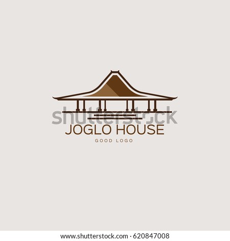 Joglo Traditional House Logo Design Template Stock Vector 