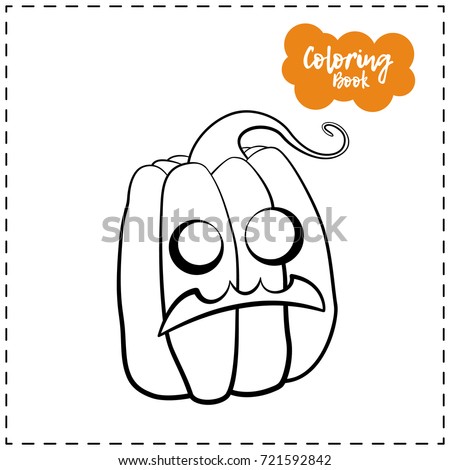vector outline illustration of a pumpkin lantern for halloween with emotion on a white background - Halloween Pumpkin Outline vector outline illustration of a pumpkin lantern for halloween with emotion on a white background - Halloween Pumpkin Outline