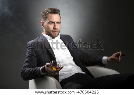 Young Handsome Bearded Caucasian Man Sitting Stock Photo 