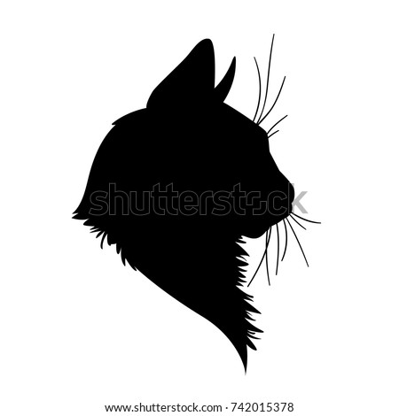 Download Cat Head Silhouette Vector Illustration Monochrome Stock ...