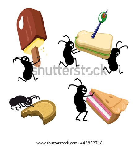 Picnic Ants Carry Food Like Hamburger Stock Vector 417156082 - Shutterstock