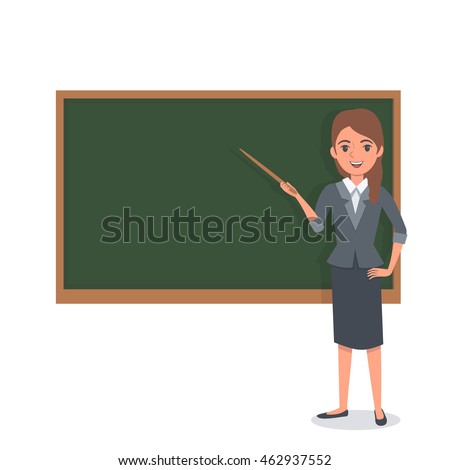Cartoon Female Teacher Standing Next Blackboard Stock Illustration ...