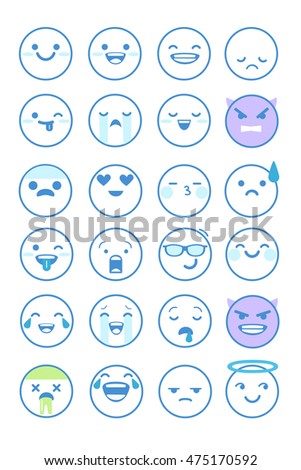 Set Vector Emoticons Line Style Emoji Stock Vector 389924944 - Shutterstock