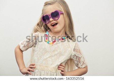 Fashion child girl. Isolated portrait.