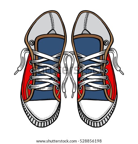 Vector Illustration Red Blue Sports Sneakers Stock Vector 528856198 ...