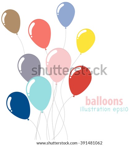Background with colorful balloons, Party balloons with space for text, Flat color