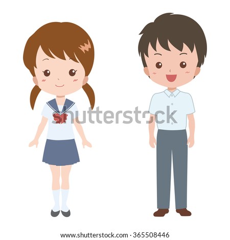 Uniformed Elementary School Boy School Girl Stock Vector 235052206 ...