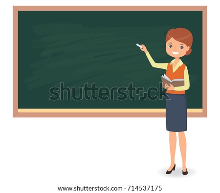 Young Female Teacher Writing Chalk On Stock Vector 714537175 - Shutterstock