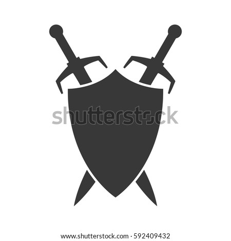 Crossed Swords Shield Illustration Stock Vector 566272363 - Shutterstock