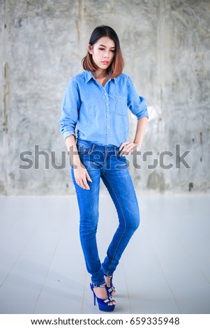 Asian model jeans