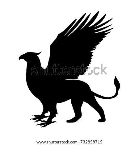 Griffin Silhouette Ancient Mythology Fantasy Vector Stock Vector ...