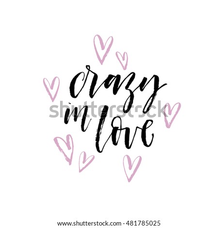 love calligraphy crazy Love Postcard Drawn Crazy Vector Hearts Stock Hand