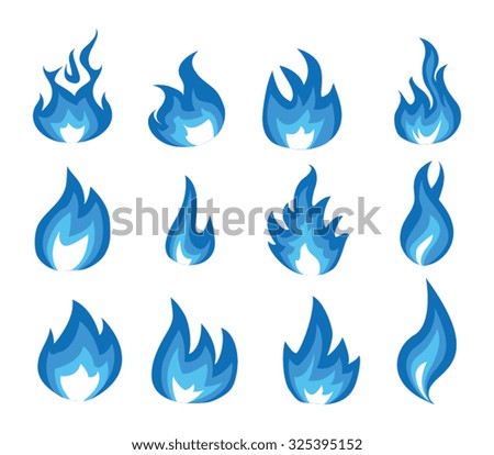 Collection Blue Fire Icons Stock Vector 104885693 - Shutterstock