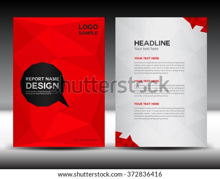 Red cover design Annual report template, brochure flyer, polygon background, portfolio, Leaflet, presentation, book, booklet, catalog, magazine ads, newsletter, poster