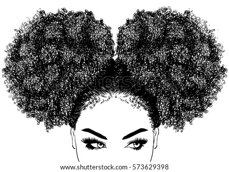 Black Woman Curly Hair Stock Vector 573629398 - Shutterstock