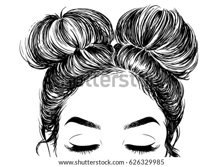 Hairstyle Double Buns Stock Vector 626329985 - Shutterstock