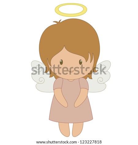 Cute Cartoon Angel Isolated On White Stock Vector 123227818 - Shutterstock