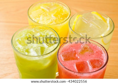 fruit juices(watermelon, kiwi, orange, lemon) 