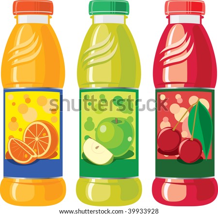 Illustration Three Juice Bottles Stock Vector 39933928 - Shutterstock