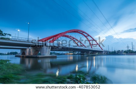 Sunset over BinhLoi Bridge, Ho Chi Minh City, Vietnam