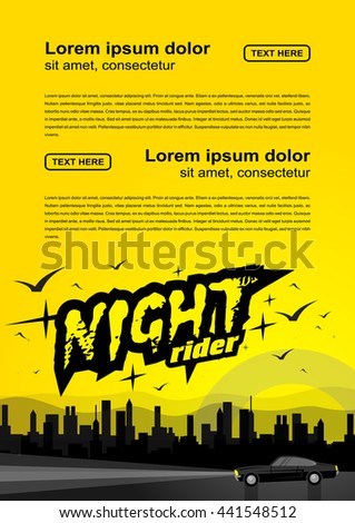 Vector Brochure Flyer Design Night Rider Stock Vector 441548512 Shutterstock Car Rider Sign Template
