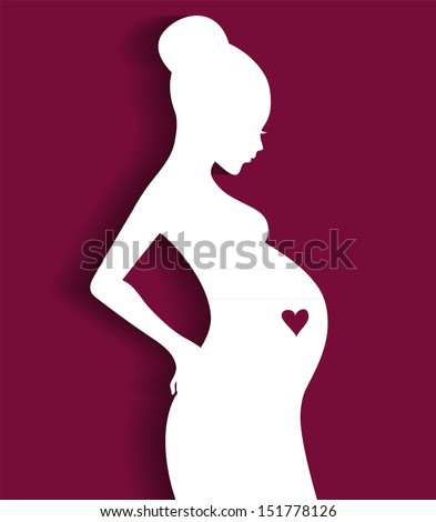 Vector illustration of Silhouette pregnant woman