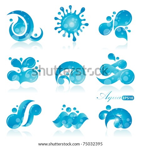 Splash Sparkling Blue Water Drops Stock Vector 89852599 - Shutterstock