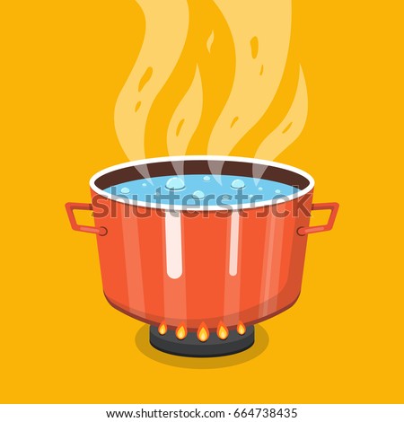 Boiling Water Pan Cooking Pot On Stock Vector 664738435 - Shutterstock