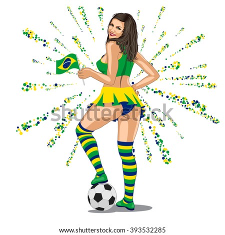 Brasil Soccer Fan Sexy Brasilian Woman Image Vectorielle 393532285