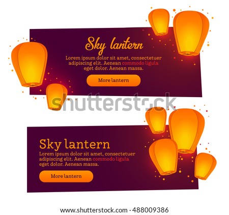 Two banner for web design. Sky lanterns theme.