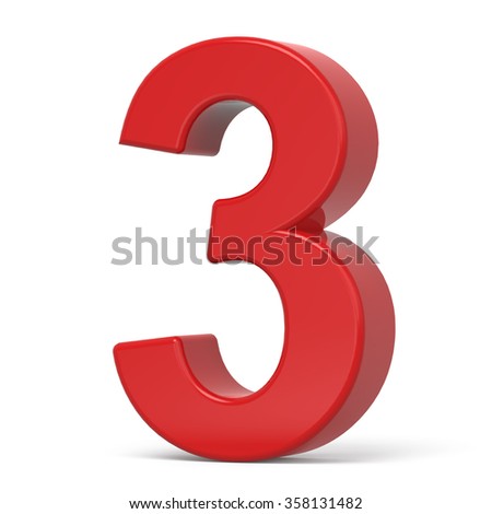 3d Shiny Red Number Collection 3 Stock Illustration 120044449 ...