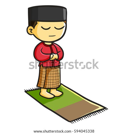 Man Praying Muslim Way Sholat Bahasa Stock Vector ...