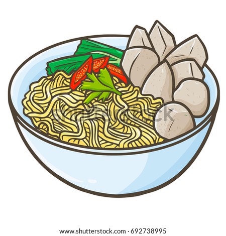 Cute Funny Indonesian Cuisine Mie Bakso Stock Vector ...