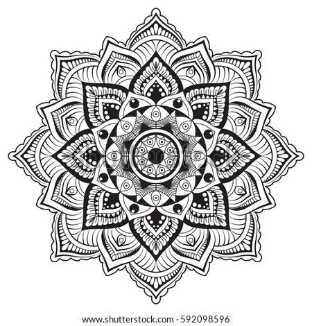 Download Simple Black Floral Orient Mandala On Stock Vector ...