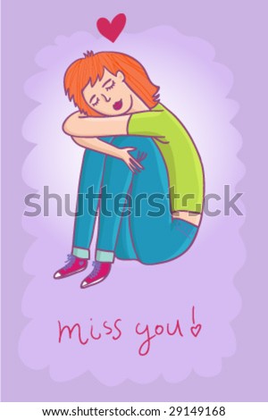 Miss You Cute Cartoon Vector Illustration Stock Vector 29149168