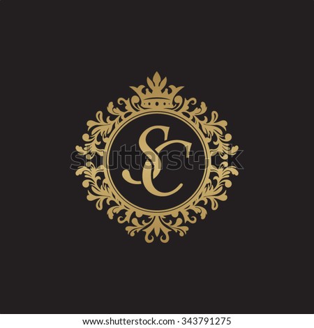 logo vector s letter Logo Luxury Stock Initial Vector Monogram SC Ornament