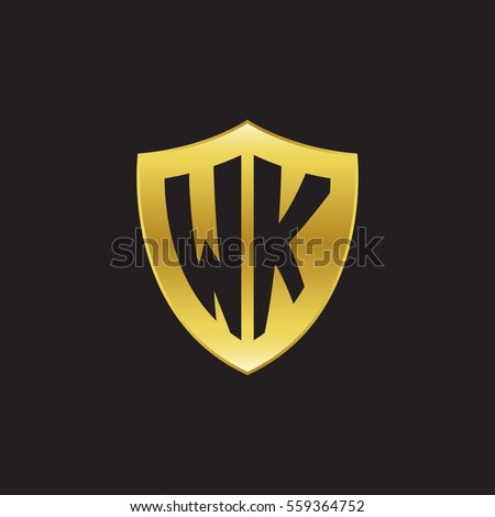 Initial Letters Wk Shield Shape Gold Logo Initial Letters Wk Shield Shape Gold Logo