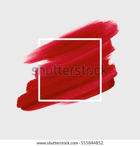 Logo brush painted watercolor background. Art abstract brush paint texture design acrylic stroke over square frame vector illustration. Perfect design for headline and sale banner.