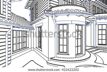 Architecture Drawing 3d wireframe blueprint drawing 3d building vector stock vector Architecture Drawing 3d wireframe blueprint drawing 3d building vector stock vector