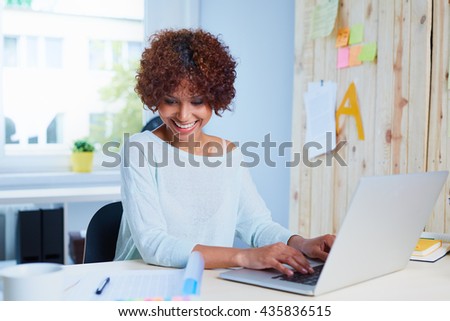 Attractive Young Woman Working Desk Her Stock Photo 435836515