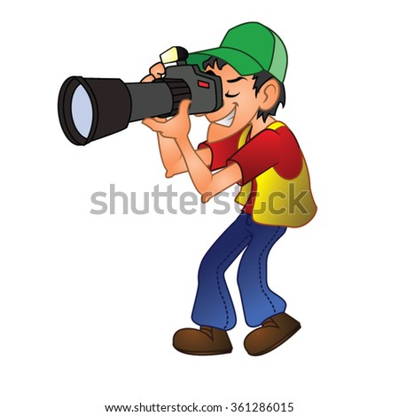 Paparazzi Man Standing Smiling Camera Taking Stock Vector 361286015 ...