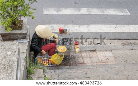 DA LAT, VIETNAM - MAY 15, 2016: Hoa Binh area and center traffic Landmark and street food at Da Lat city, Da Lat is one of the beautiful city in Viet Nam
