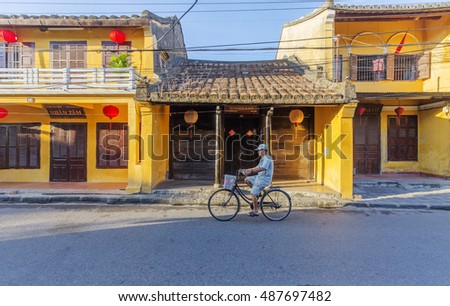 HOI AN, VIETNAM - JULY 17, 2015: Hoi An old town. Hoi An is a popular tourist destination of Asia. Hoian is recognized as a World Heritage Site by UNESCO.