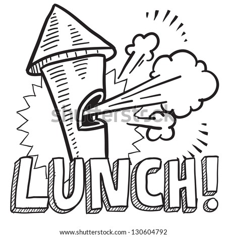 Doodle Style Lunch Break Illustration In Vector Format Includes Text And Blowing Whistle Doodle Style Lunch Break Illustration In Vector Format Includes Text And Blowing Whistle