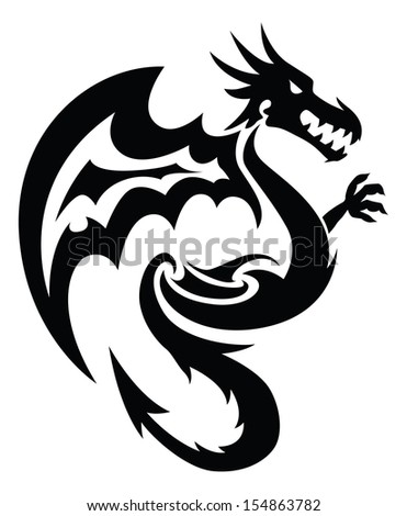 Black Tribal Dragon Tattoo Vector Illustration Stock Vector 451972939 ...